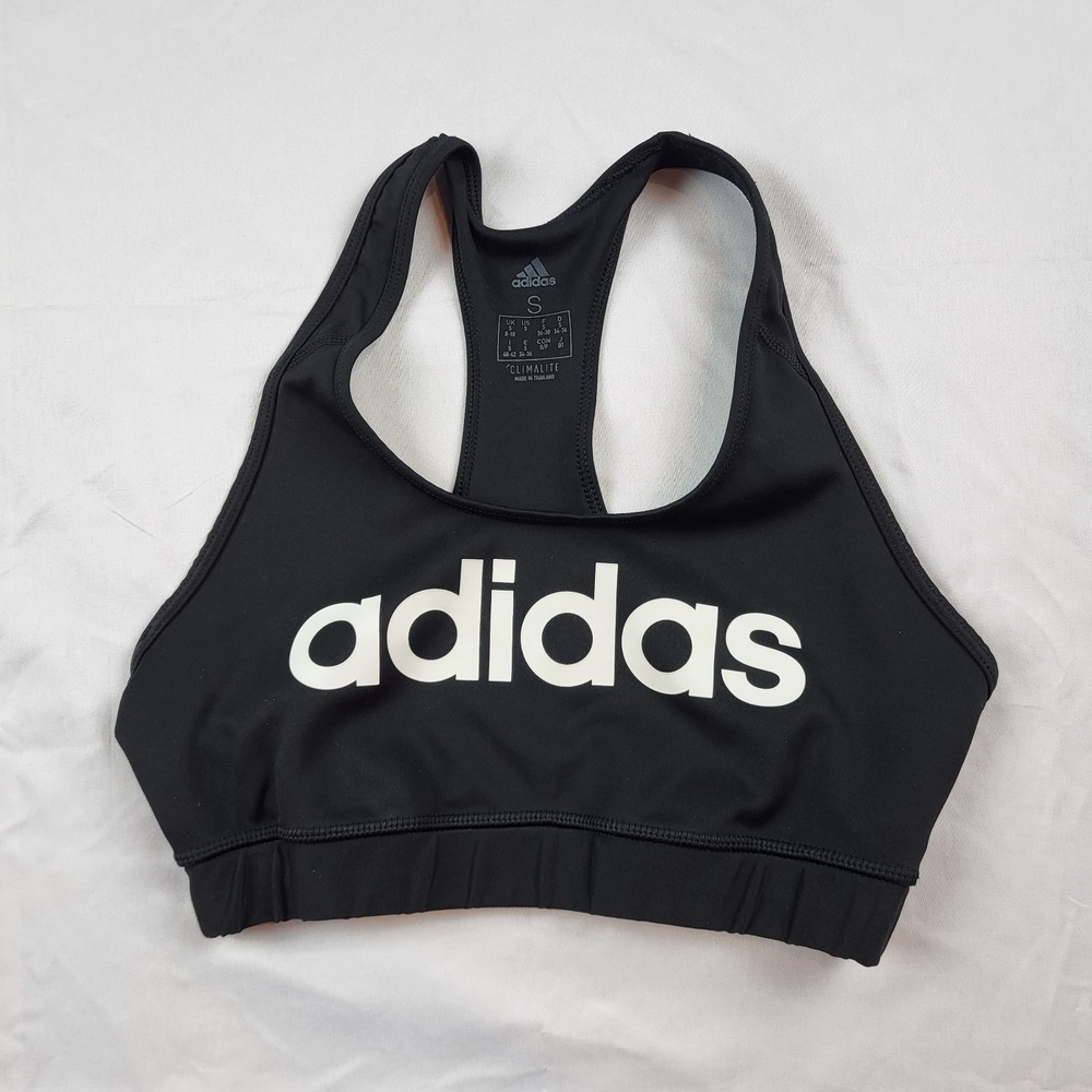 Adidas Sports Bra Womens Small Black Climalite Racerback Athletic Training Gym